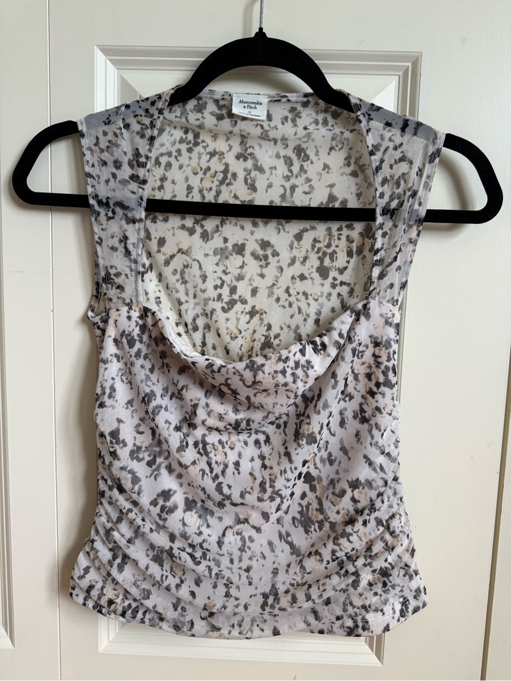 Abercrombie & Fitch Neutral Animal Print Cowl Neck Tank Top